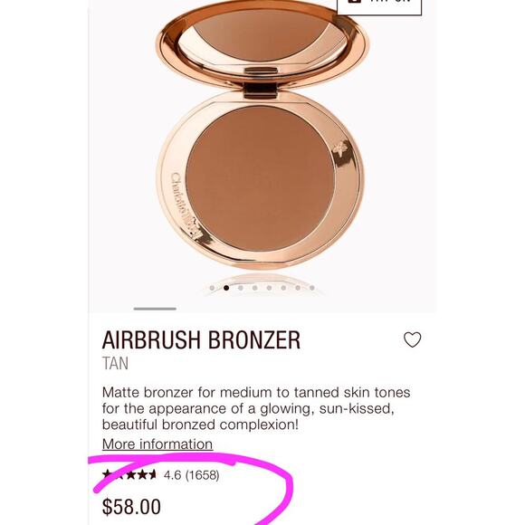 Charlotte Tilbury Airbrush Flawless Bronzer Tan Warm Matte Sculpt Glow NEW~NIB!! - Picture 8 of 14